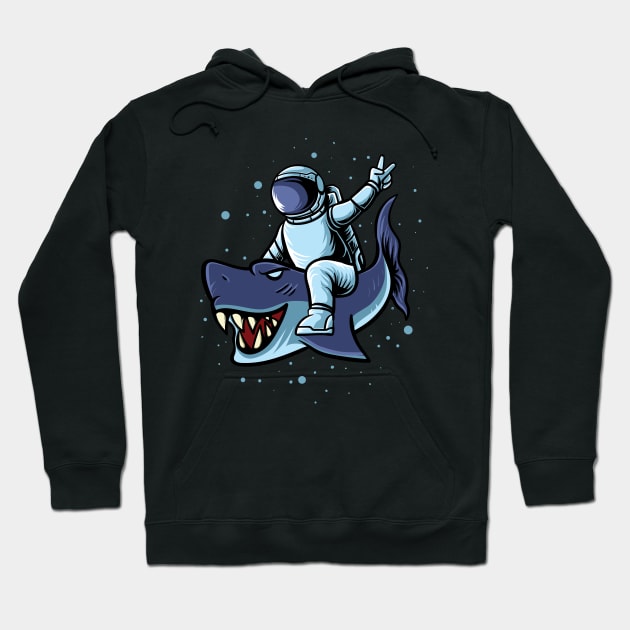 Astronaut with a blue shark Hoodie by medabdallahh8